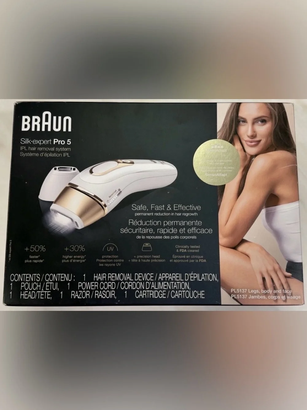Braun Pro 5 IPL Hair Removal Device - White & Gold